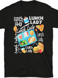 Men's T-Shirt Lunch Lady With Pizza Milk And Colorful School Food Tray