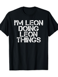 Men's T-Shirt Im Leon Doing Leon Things Large Block Print Black T Shirt