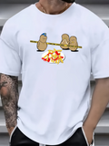 Men's T-Shirt Playful Campfire Scene With Cartoon Potatoes Roasting Over Fire