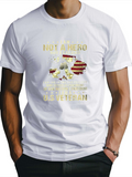 Men's T-Shirt Proud American Eagle With Gold Letters And Flag Shield Under Sunlight