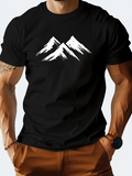 Men's T-Shirt Snow Capped Peaks With Windswept Brushstrokes In Majestic Mountain