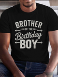 Men's T-Shirt Brother Of The Birthday Boy Bold White Letters With Decorative Arrow Graphics