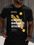 Men's T-Shirt Crispy Bread Stick With Abstract Yellow Sun Shapes And Textured Baked Snack
