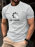 Men's T-Shirt Im Thinking Digital Loading Symbol With Monochrome Circular Dots Pattern