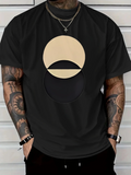 Men's T-Shirt Minimalist Beige Moon Rising Over Solid Black Circle