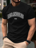 Men's T-Shirt Los Angeles USA Bold Lettering Arched Athletic Style T Shirt