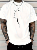 Men's T-Shirt Minimal Ink Lines Depicting Silent Elegant Sitting Cat