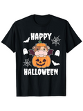 Men's T-Shirt Happy Halloween Cute Cow In Pumpkin Surrounded By Ghosts And Spider Webs