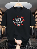 Men's T-Shirt Happy Valentines Day Floating Hearts With Whimsical Romantic Black T Shirt