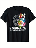 Men's T-Shirt Embrace Neurodiversity Rainbow Splatter Butterfly And Brain Fusion