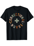 Men's T-Shirt Correctional Nurse Circular Text With Cross And Bold Letters