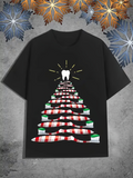 Men's T-Shirt Shining Tooth With Festive Toothpaste Tubes Arranged Like Christmas Tree