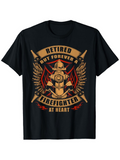 Men's T-Shirt Retired But Forever A Firefighter At Heart Emblem With Tools Flames Wings Hydrant