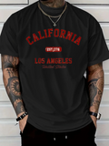 Men's T-Shirt California Est 1978 Los Angeles Red Letters On Black Tee