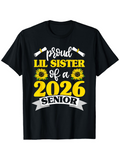 Men's T-Shirt Proud Lil Sister Of A 2026 Senior With Sunflowers And Graduation Scrolls