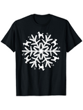 Men's T-Shirt Playful Dogs And Elegant Snowflake Pattern Centerpiece Snowflake
