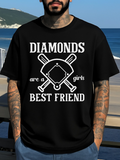 Men's T-Shirt Diamonds Are A Girls Best Friend With Baseball Bats And Home Plate Graphic Shirt