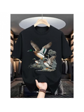 Men's T-Shirt Wings Spread Among Rippling Water Trees And Reflected Colors Duck