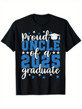 Men's T-Shirt Proud Uncle Of A Graduate With Blue Stars And White Graduation Cap