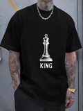 Men's T-Shirt Monochrome Chess Piece With Bold Letters KING
