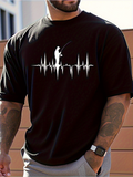 Men's T-Shirt Heartbeat Line With Fisherman Fishing Under Sunny Skies