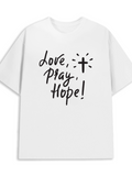 Men's T-Shirt Love Pray Hope With Handwritten Script And A Simple Cross Symbol T Shirt