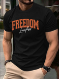 Men's T-Shirt Freedom Limitless Bold Orange Letters On Black Cotton Shirt