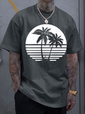 Men's T-Shirt Relaxed Moonlit Horizon With Two Palm Trees Silhouetted By Gentle Sunset