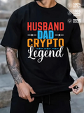 Men's T-Shirt Husband Dad Crypto Legend Retro Typography On Simple Shirt