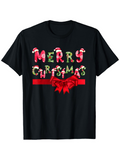 Men's T-Shirt Merry Christmas With Candy Canes Red Ribbon And Festive Holiday Bow