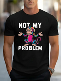 Men's T-Shirt Not My Problem Multicolor Artistic Graffiti Monkey With Shrug Gesture