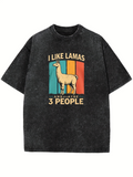 Men's T-Shirt I Like Lamas Retro Colorful Vertical Stripes With Cartoon Animal Llama