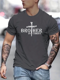 Men's T-Shirt Brother In Christ With White Cross Graphic Centered Shirt