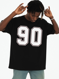 Men's T-Shirt Large Bold White Numbers Centered On Classic Jersey Black Tshirt