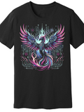 Men's T-Shirt Electric Neon Glow Circuitry With Rising Fiery Phoenix