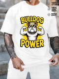 Men's T-Shirt Bulldog Power Cool Sunglasses Cartoon Under Sunburst Effect Bulldog