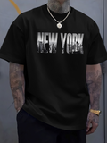 Men's T-Shirt City Skyline Reflected In Large Bold Letters New York