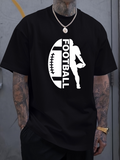 Men's T-Shirt Football Player Silhouette With Vertical Text Design Football