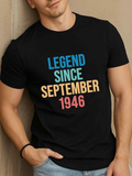 Men's T-Shirt Legend Since September Stylish Pastel Text On Black Shirt