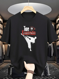 Men's T-Shirt Taekwondo Fighter With Dynamic Brushstroke Style Kick