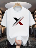 Men's T-Shirt Bold Dynamic Monochrome Angled Lines With Striking Red Accent X
