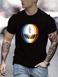 Men's T-Shirt Colorful Rainbow Transparent Overlapping Face Alien