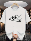 Men's T-Shirt Abstract Safety Pin With Overlapping Shaded Heart Motif Design