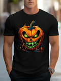 Men's T-Shirt Vibrant Halloween Night With Glowing Evil Eyes Pumpkin Artwork Pumpkin