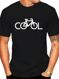 Men's T-Shirt Cool Bike With Minimalist Line Art Surrounded By Bold Clean Typography