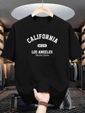 Men's T-Shirt California Los Angeles Typography With Curved Varsity Letters Urban T Shirt