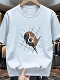 Men's T-Shirt Abstract Lines And Earth Tone Shapes Center Graphic Snail