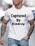 Men's T-Shirt Captured By Kimberly Stylish Script Text On Classic White T Shirt