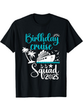 Men's T-Shirt Birthday Cruise Squad With Tropical Palms Stars Ship And Sun