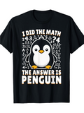 Men's T-Shirt I Did The Math Surrounded By Numbers And Equations Smiling Cute Penguin